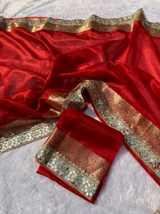 Pure Tissue Maharani with Lace Work -Desin 06