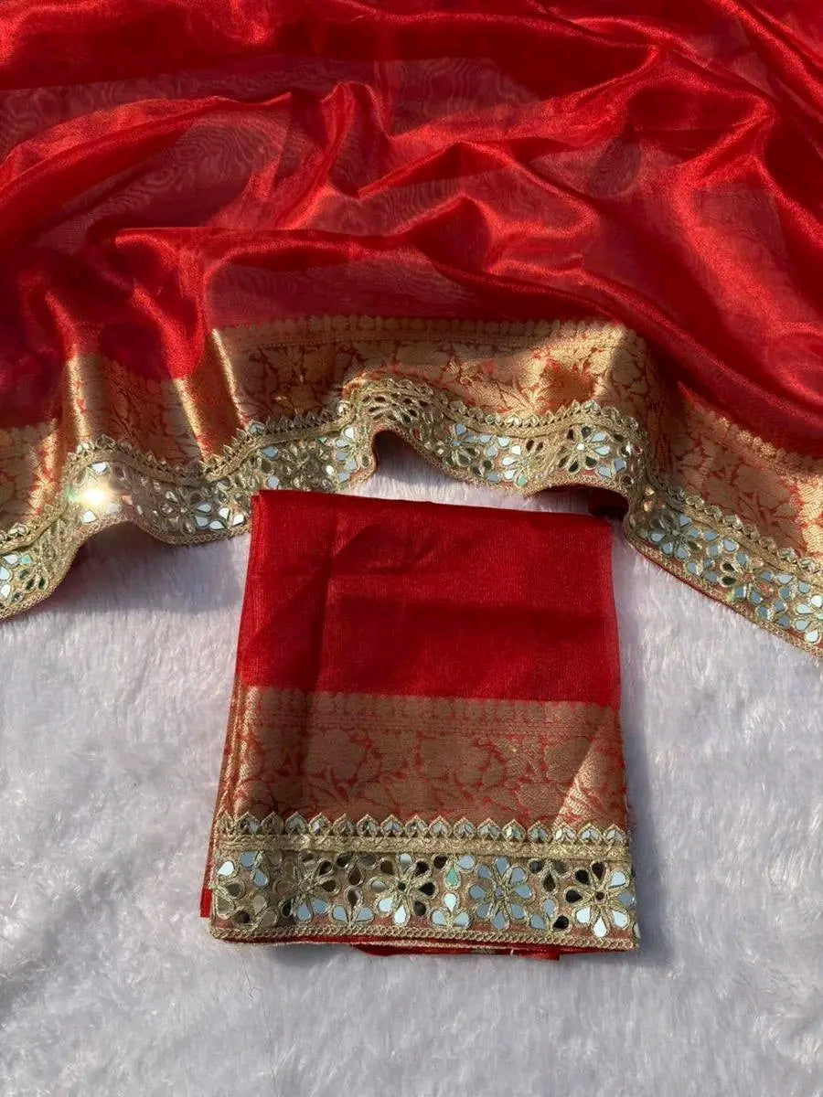 Pure Tissue Maharani Saree with Lace Work | Tumpi's Collection Desin - 06