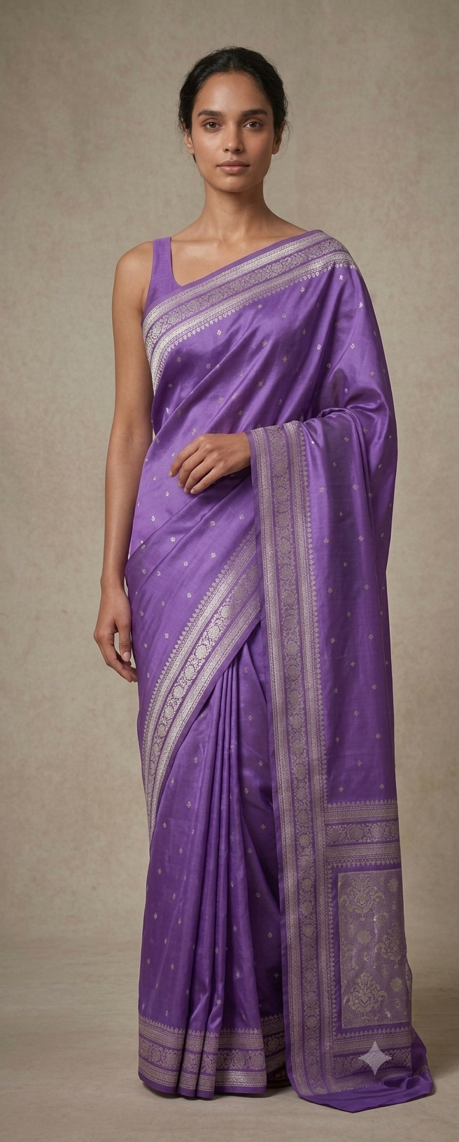 Mushroo Banarashi saree - Light Violet -Design 02