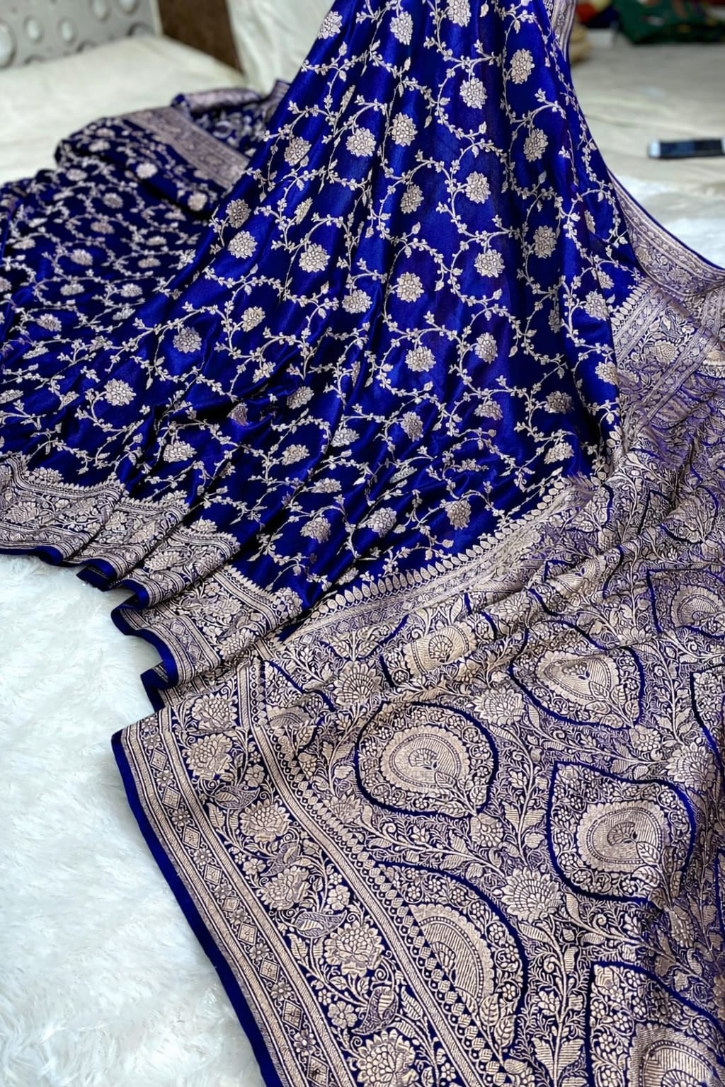 Mushroo banarashi silk - Blue -Design 19