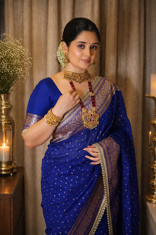 Premium Khaddi Georgette -Royal Blue