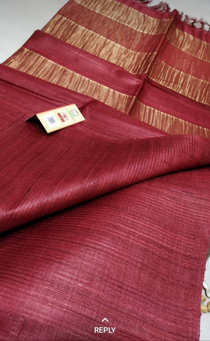 Silk Mark Certified Tussar Gicha Saree