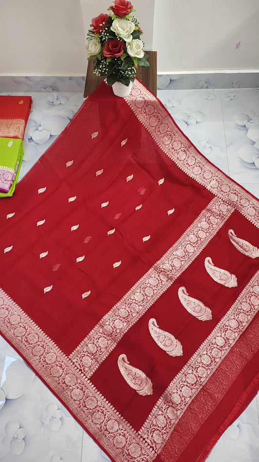 Pure Handloom Chiffon Khaddi Saree Design 17