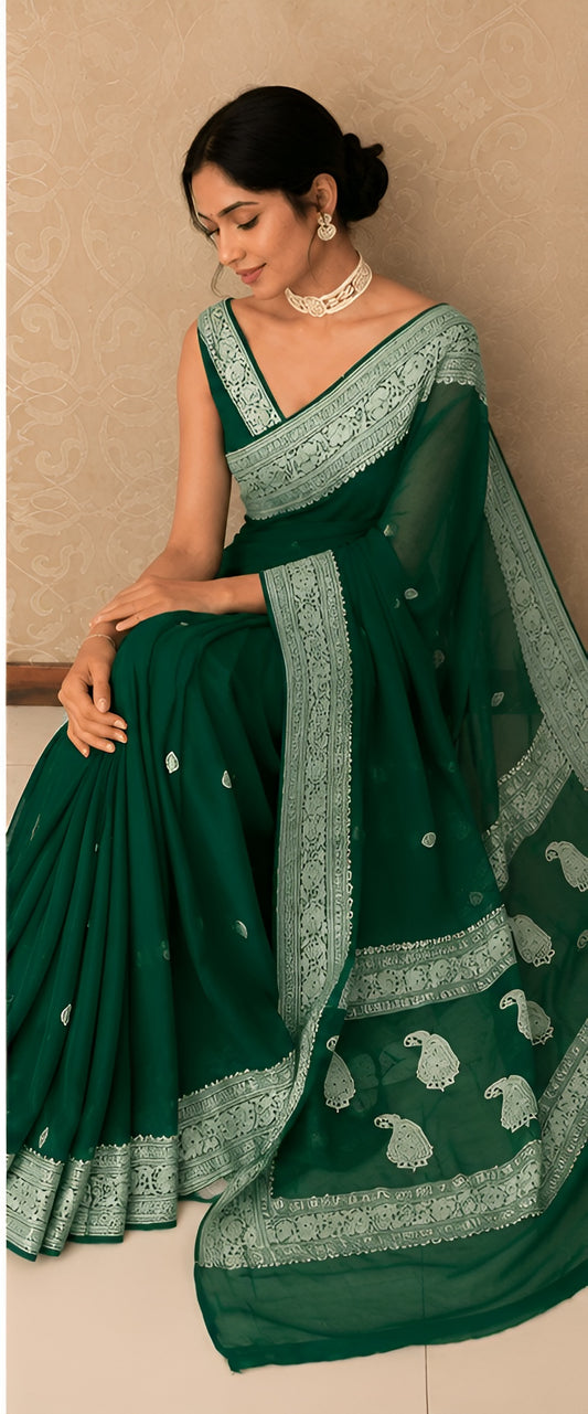 Pure Handloom Chiffon Khaddi Saree Design 06