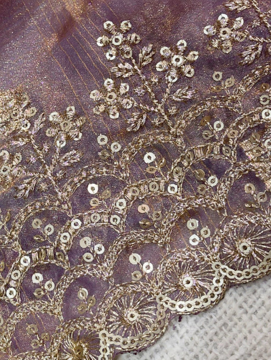 Pure Fandy Satin Jacquard Saree with Zari & Sequin Work-Mauve Purple