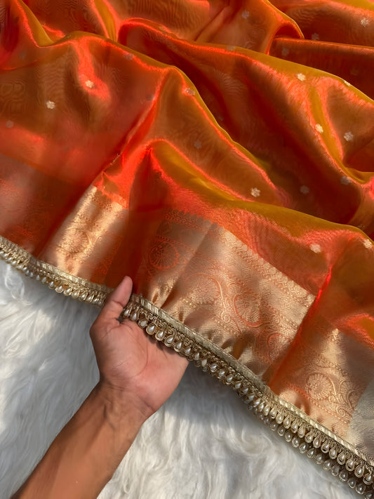 Tissue Banarasi Silk Saree for Wedding Party and Festive Wear