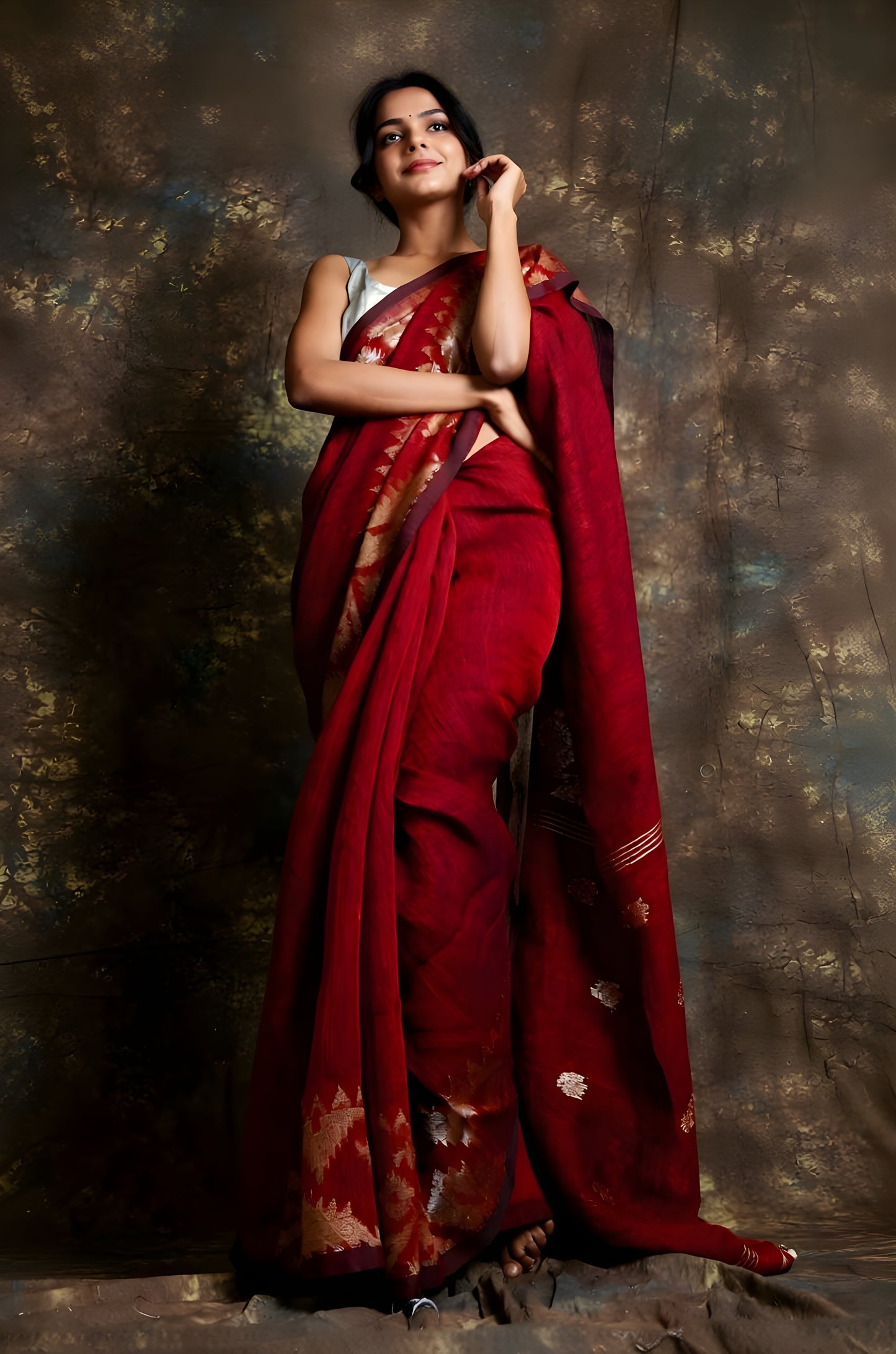 Pure Linen Korat Jamdani Saree – Design 03