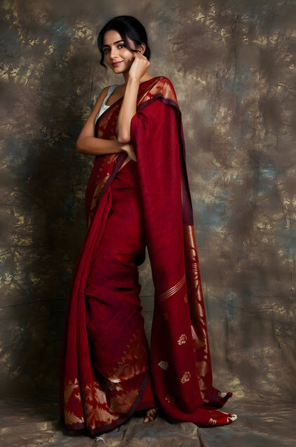 Pure Linen Korat Jamdani Saree – Design 03