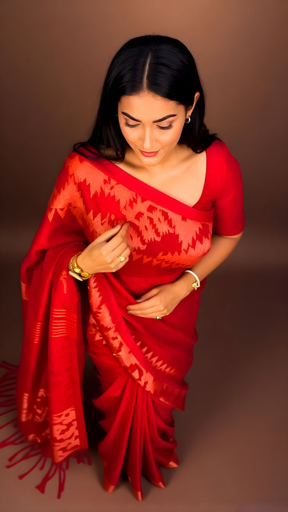 Pure Linen Korat Jamdani Saree – Design 02