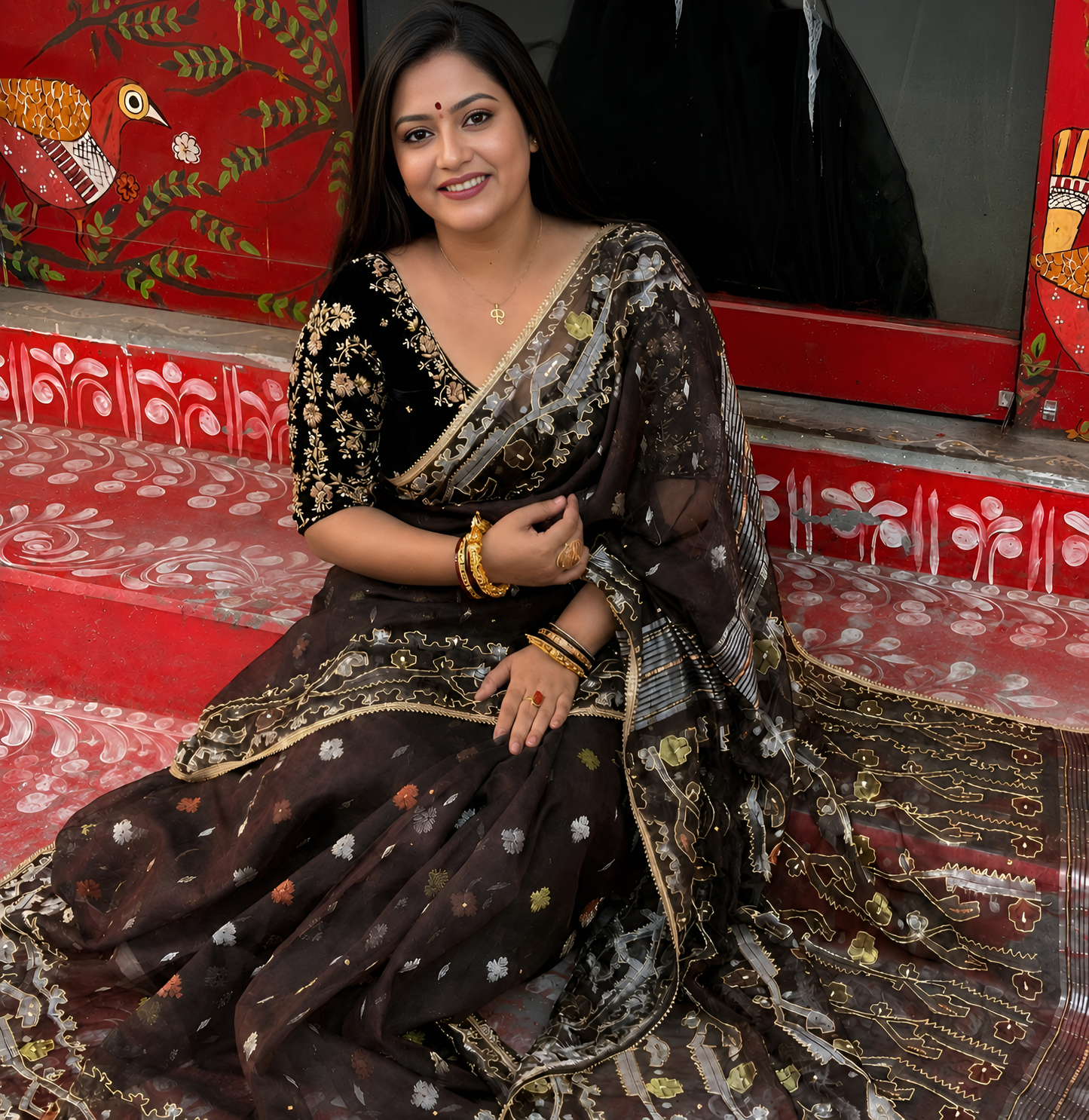 ✨ Premium Cutdana Jamdani Saree ✨-Baby Pink -Design 02