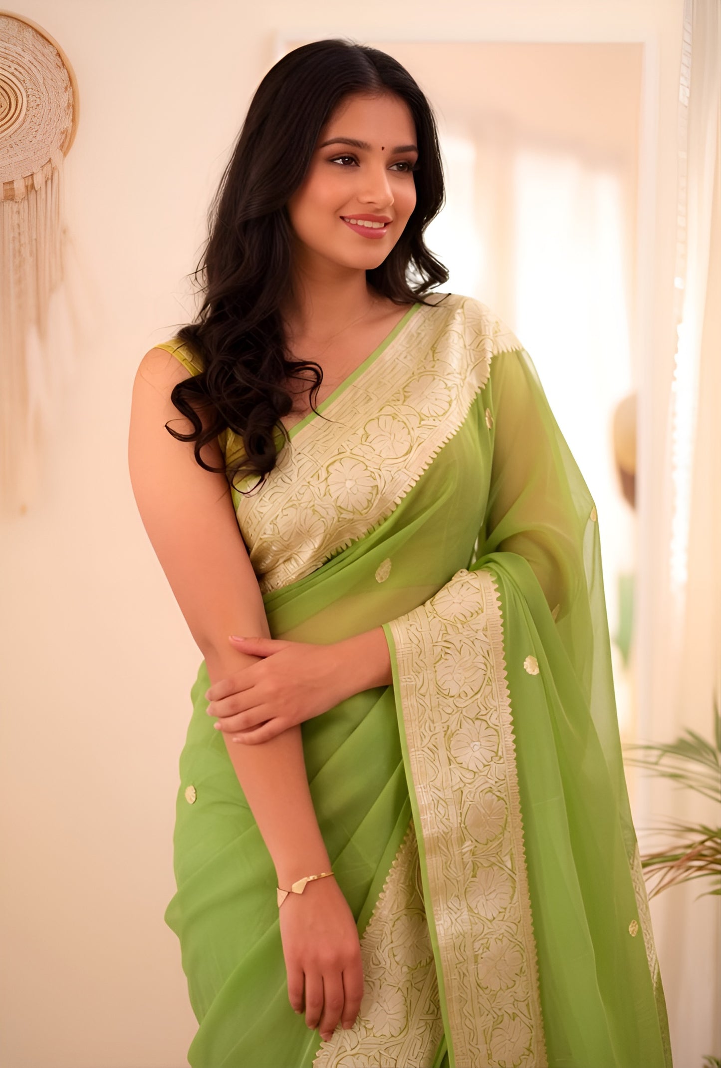 Pure Handloom Chiffon Khaddi Saree – Design 01