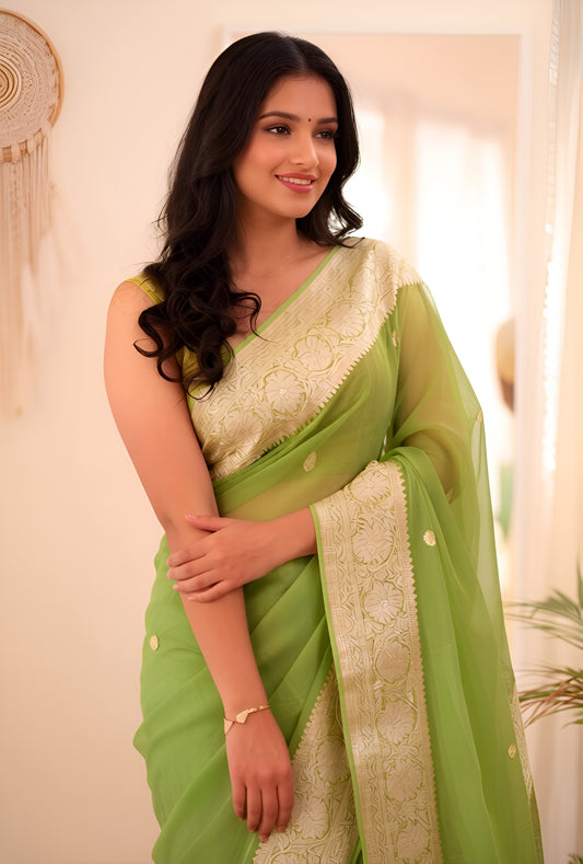 Pure Handloom Chiffon Khaddi Saree – Design 01