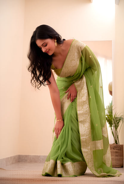 Pure Handloom Chiffon Khaddi Saree – Design 01