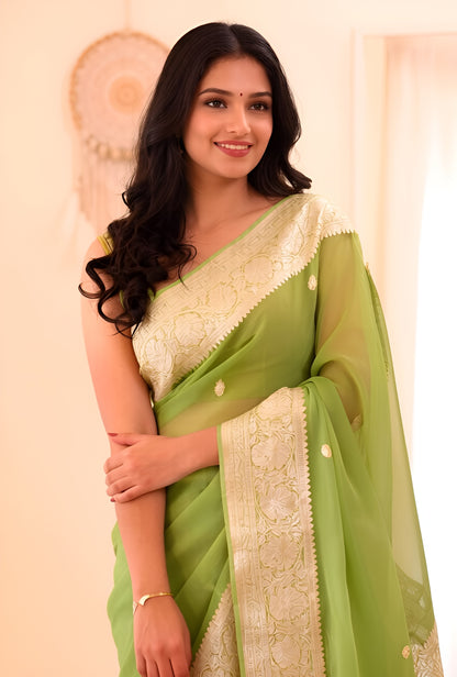 Pure Handloom Chiffon Khaddi Saree – Design 01