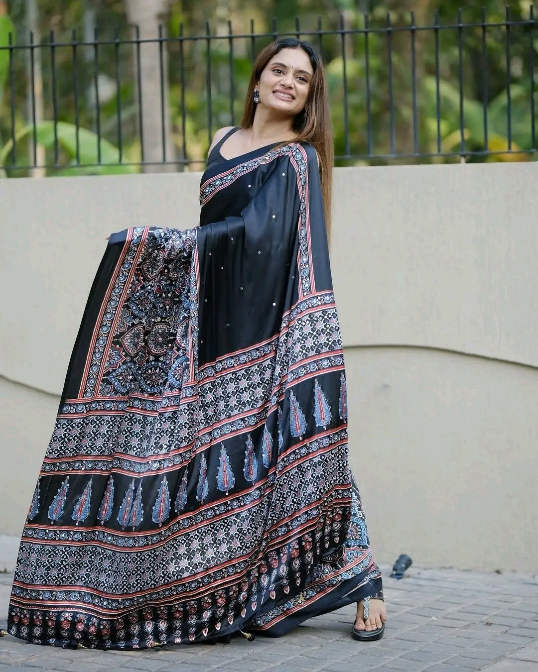 Mirror work Ajrakh moda -Design 13