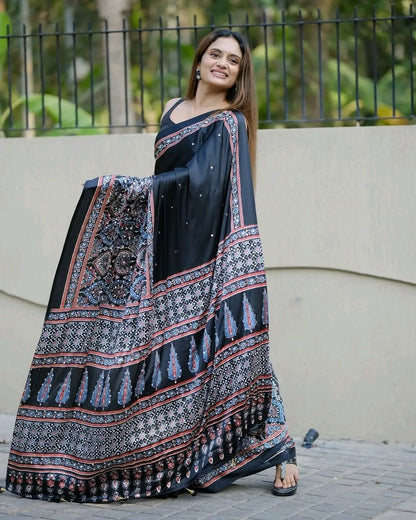 Mirror work Ajrakh moda -Design 13