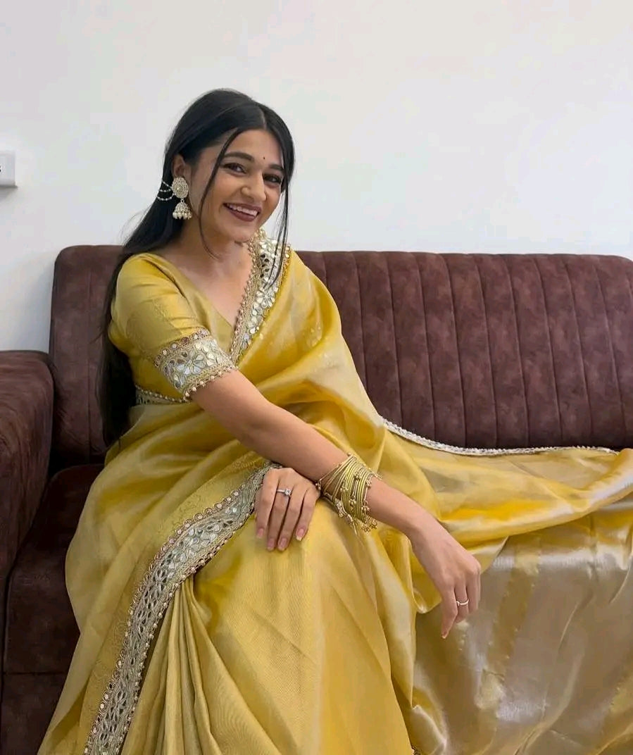 Pure Tissue Maharani Saree with Lace Work | Tumpi's Collection Desin - 05