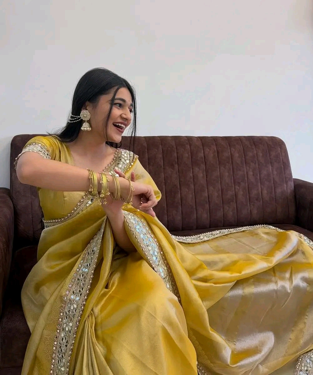 Pure Tissue Maharani Saree with Lace Work | Tumpi's Collection Desin - 05