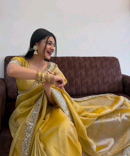 Pure Tissue Maharani Saree with Lace Work | Tumpi's Collection Desin - 05