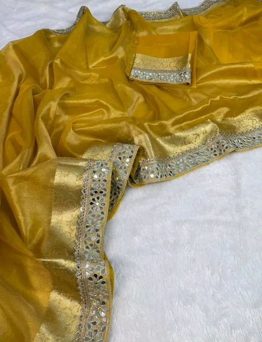 Pure Tissue Maharani with Lace Work - Desin 05