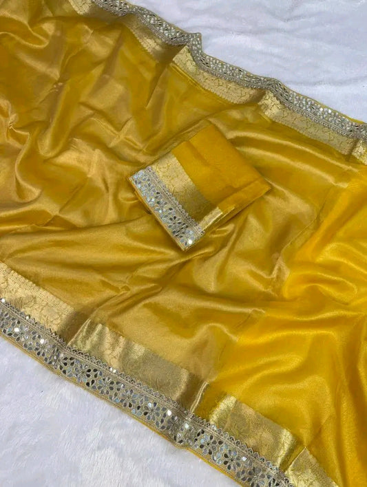 Pure Tissue Maharani with Lace Work - Desin 05