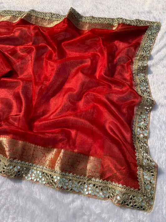 Pure Tissue Maharani with Lace Work -Desin 06