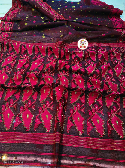 ✨ Premium Cutdana Jamdani Saree ✨-Baby Pink -Design 05