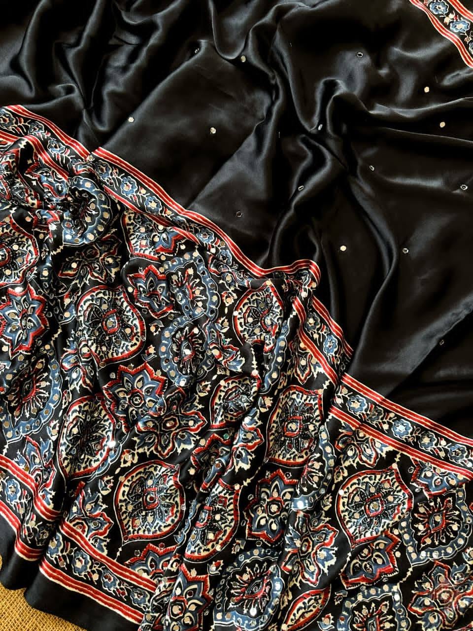 Mirror work Ajrakh modal -Black-Design 01