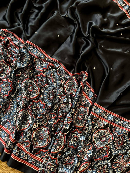 Mirror work Ajrakh modal -Black-Design 01