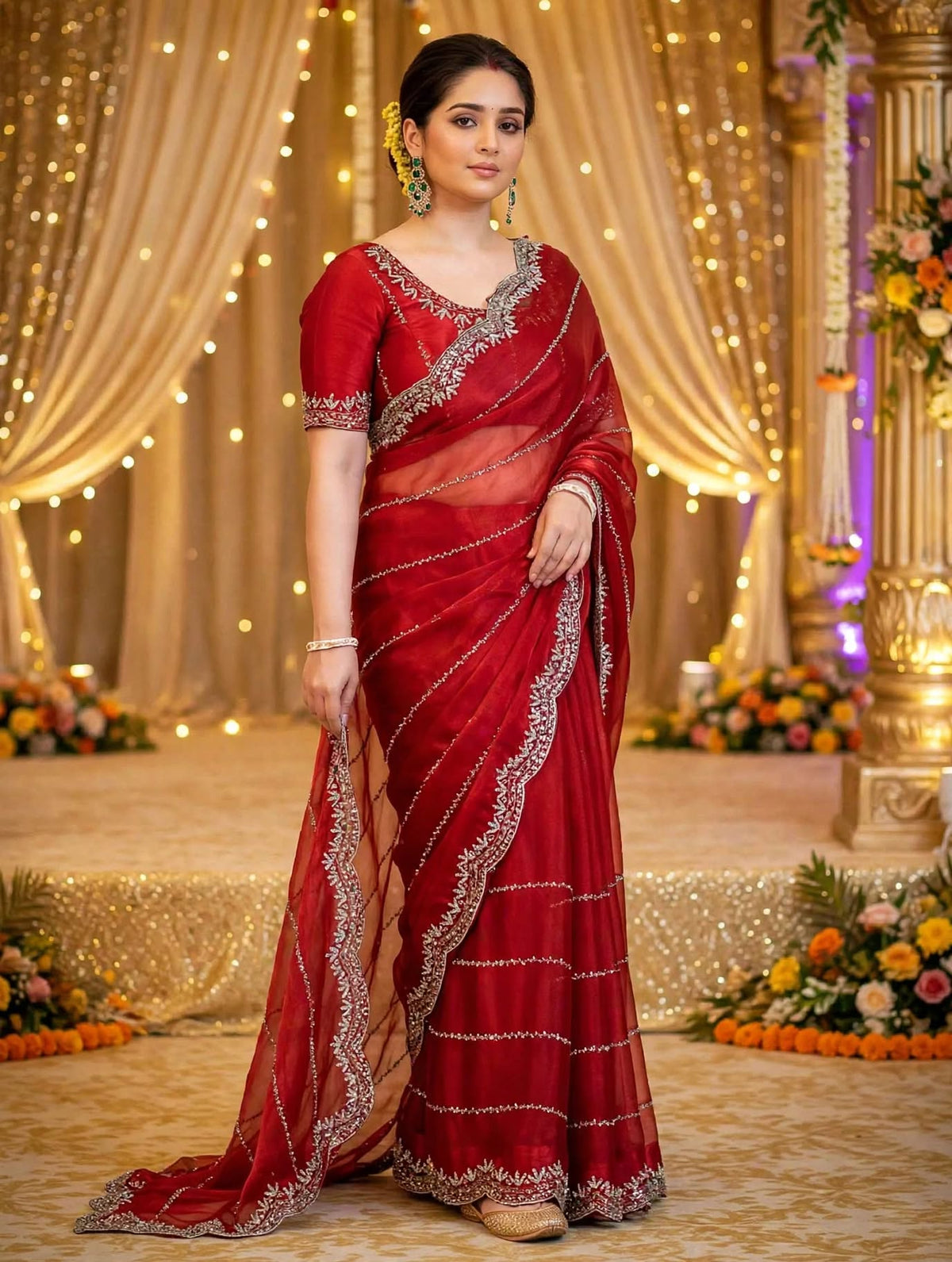 Zimmy Choo Saree with Handcrafted Cutdana Work