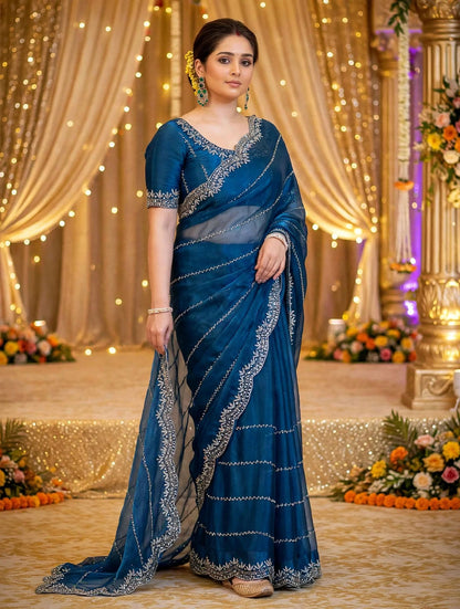 Zimmy Choo Saree with Handcrafted Cutdana Work