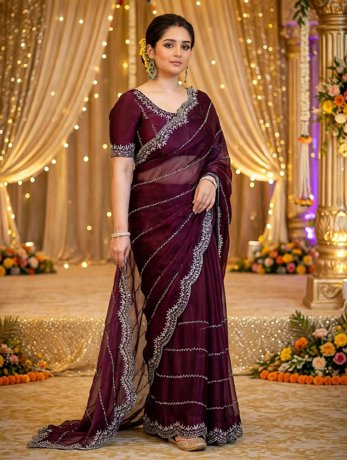Zimmy Choo Saree with Handcrafted Cutdana Work
