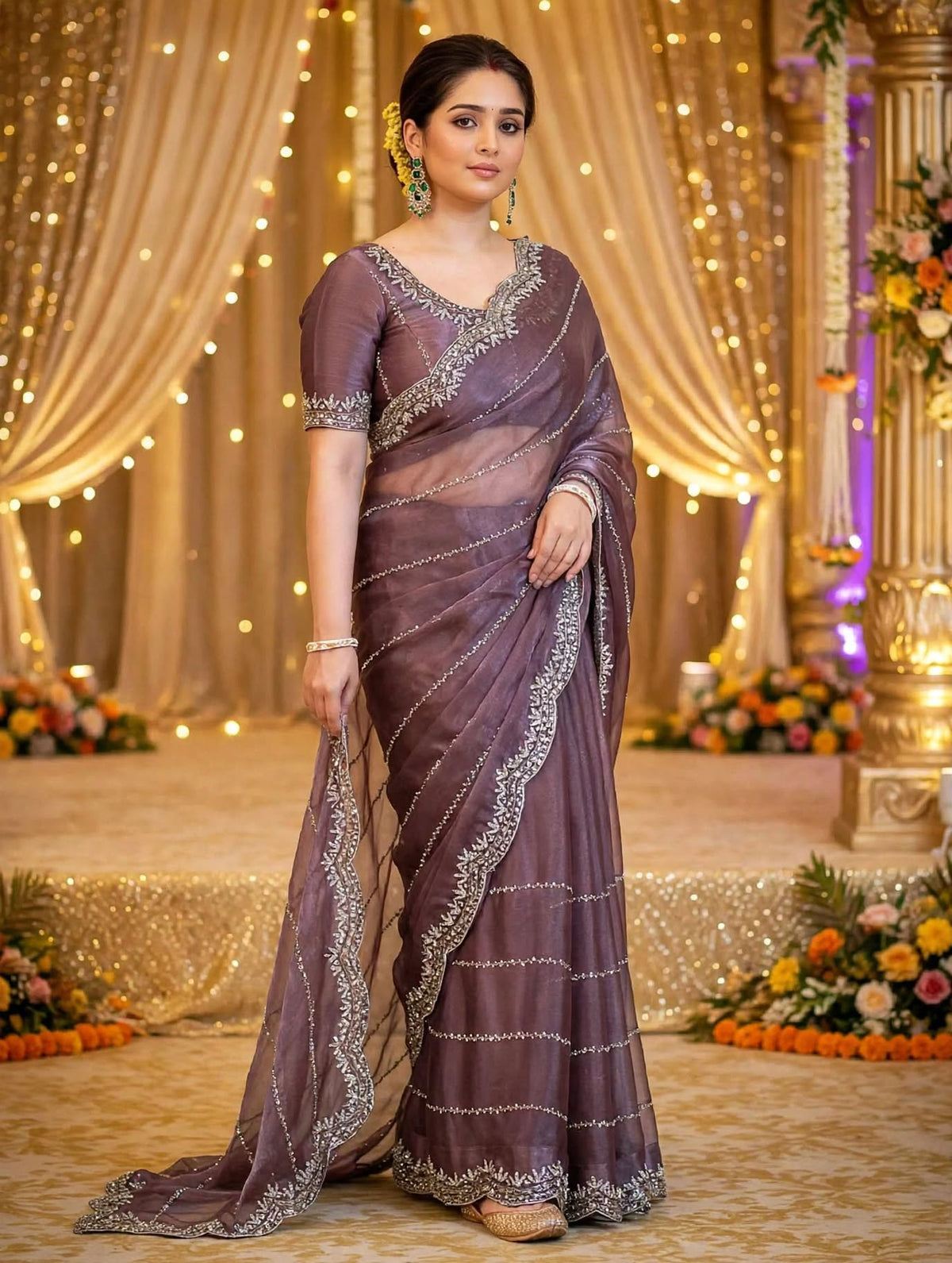 Zimmy Choo Saree with Handcrafted Cutdana Work