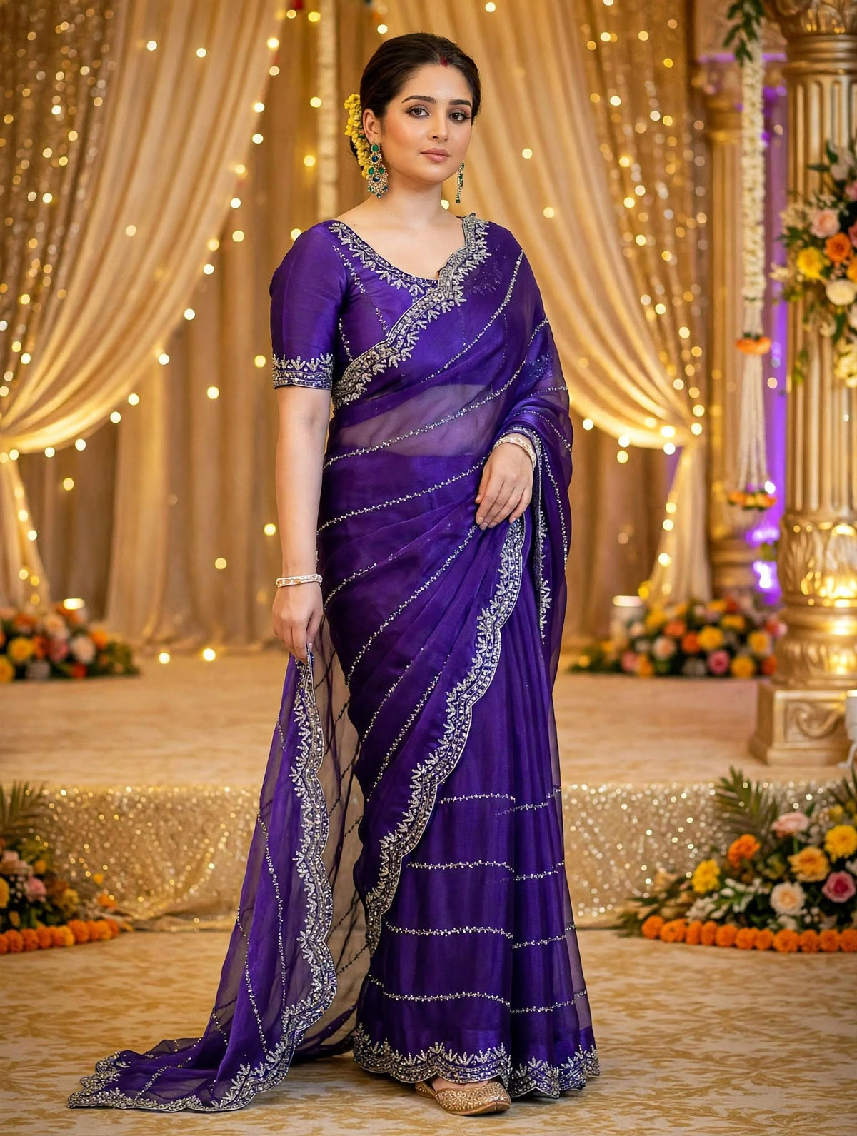 Zimmy Choo Saree with Handcrafted Cutdana Work