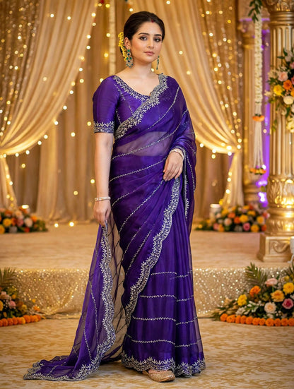 Zimmy Choo Saree with Handcrafted Cutdana Work