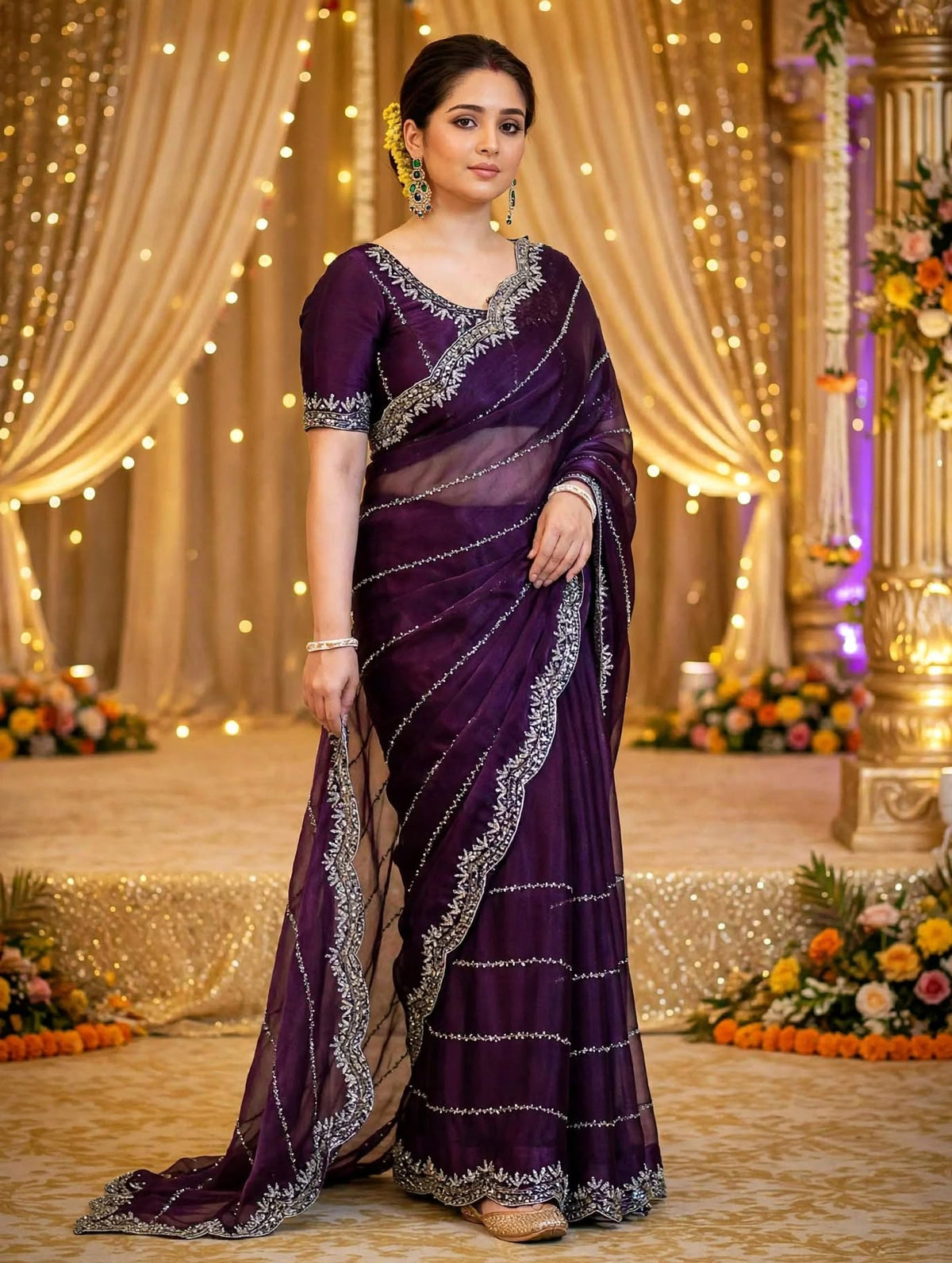 Zimmy Choo Saree with Handcrafted Cutdana Work