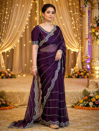 Zimmy Choo Saree with Handcrafted Cutdana Work