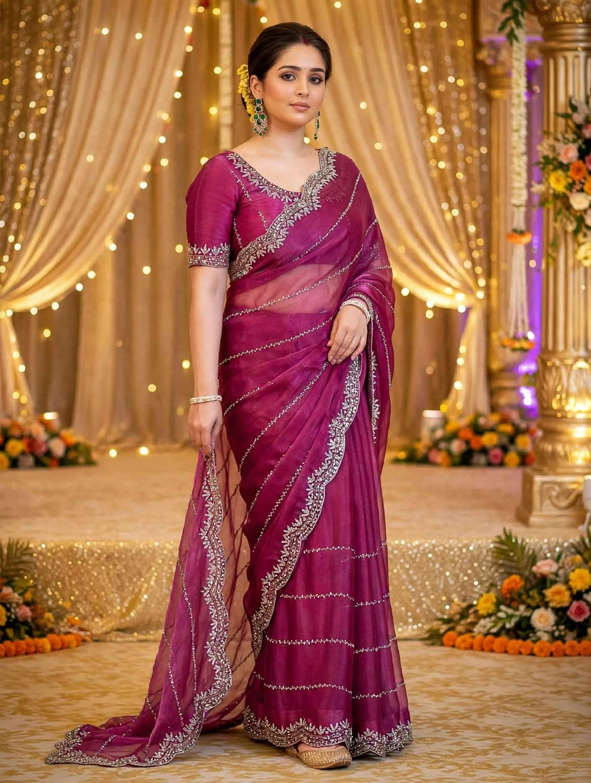 Zimmy Choo Saree with Handcrafted Cutdana Work