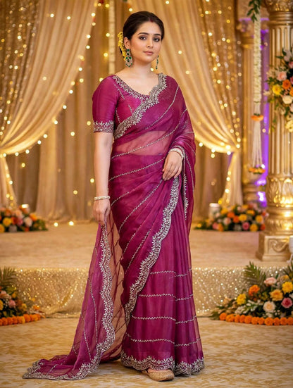 Zimmy Choo Saree with Handcrafted Cutdana Work