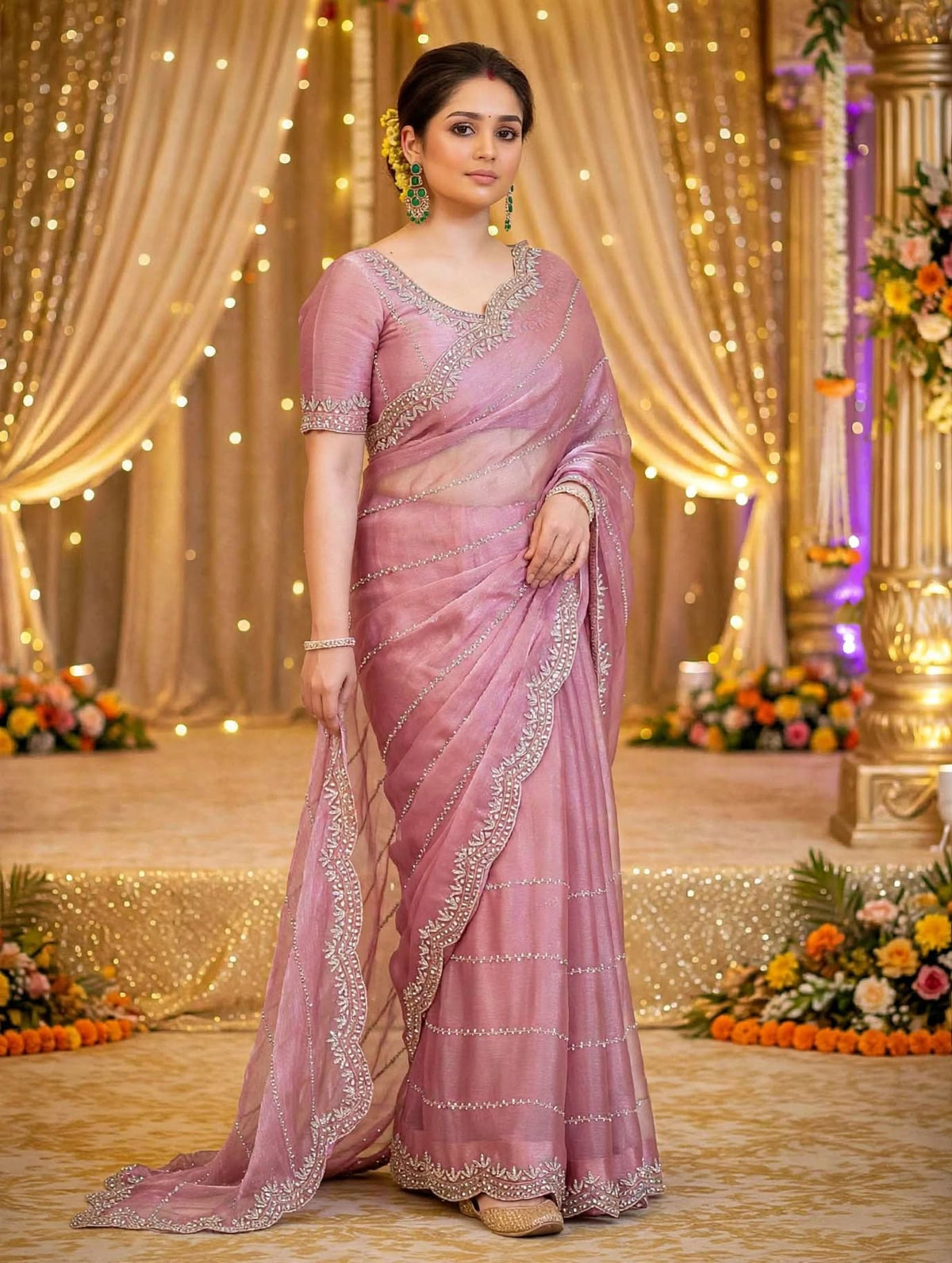 Zimmy Choo Saree with Handcrafted Cutdana Work