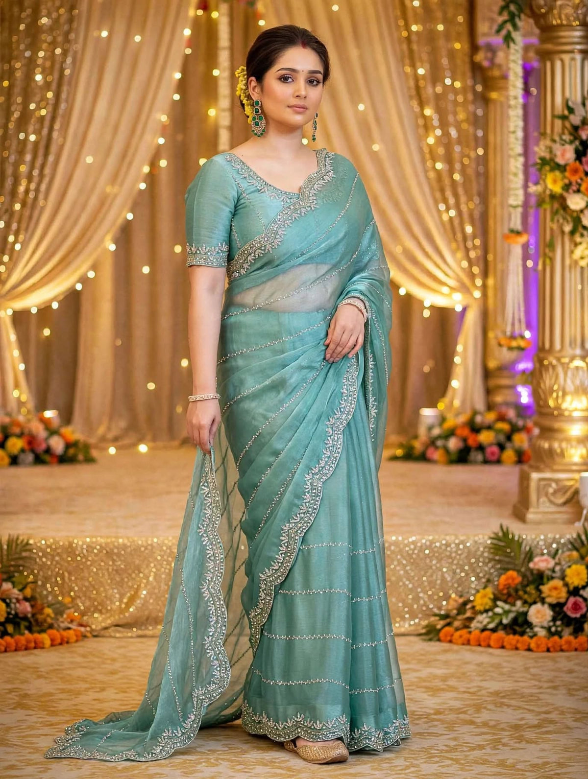 Zimmy Choo Saree with Handcrafted Cutdana Work