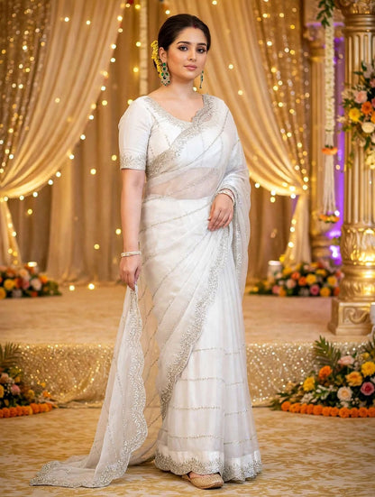 Zimmy Choo Saree with Handcrafted Cutdana Work
