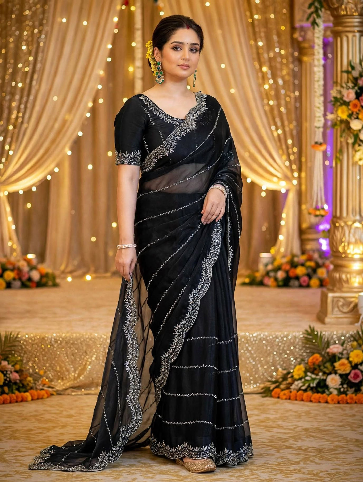 Zimmy Choo Saree with Handcrafted Cutdana Work