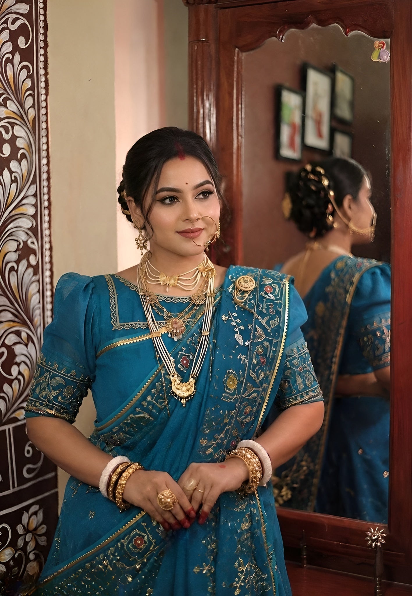 Cutdana Jamdani Saree with Handcrafted Cutdana Work and Matching Blouse Piece – Tumpi's Collection