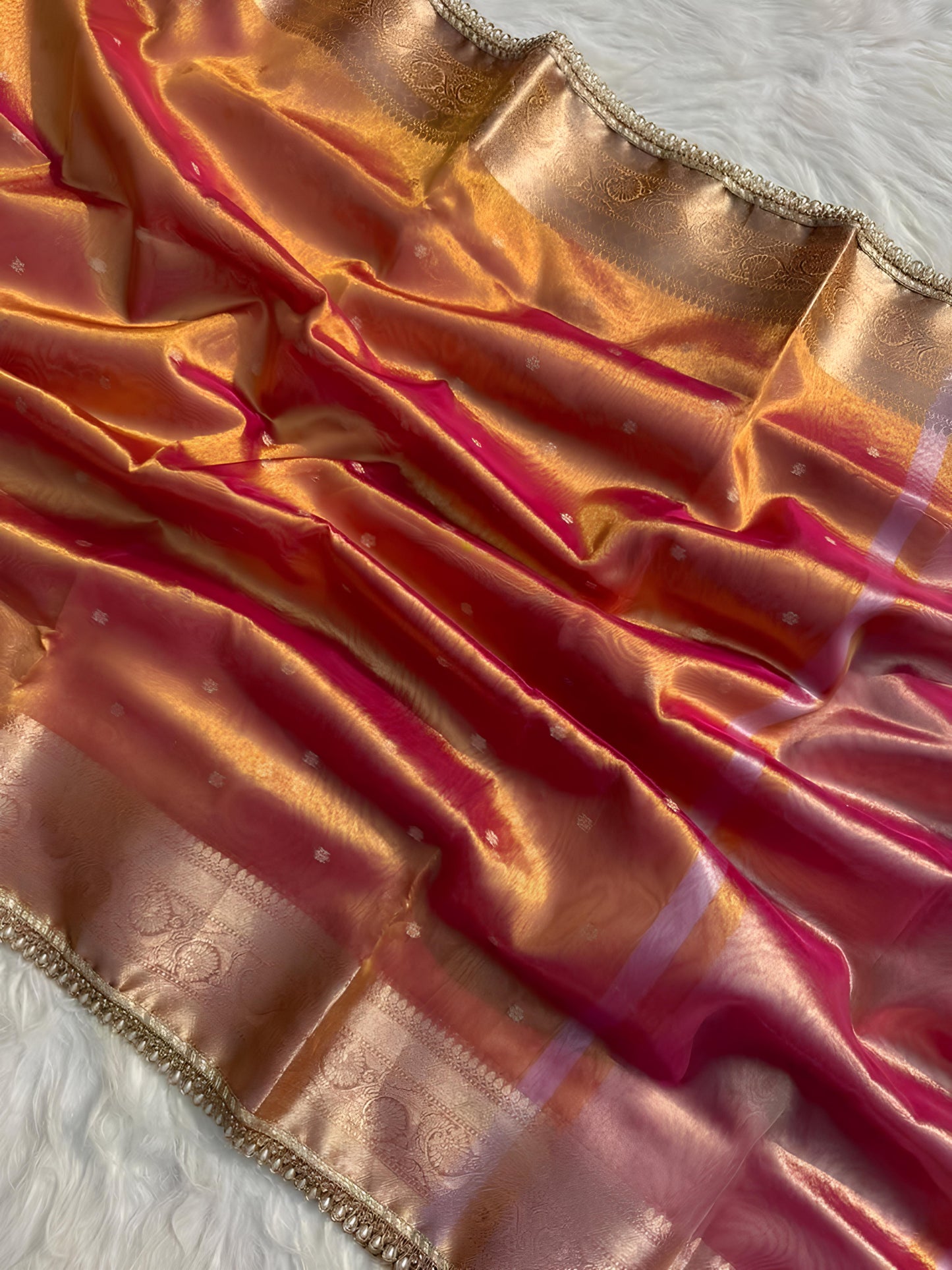 Tissue Banarasi Silk - Orange