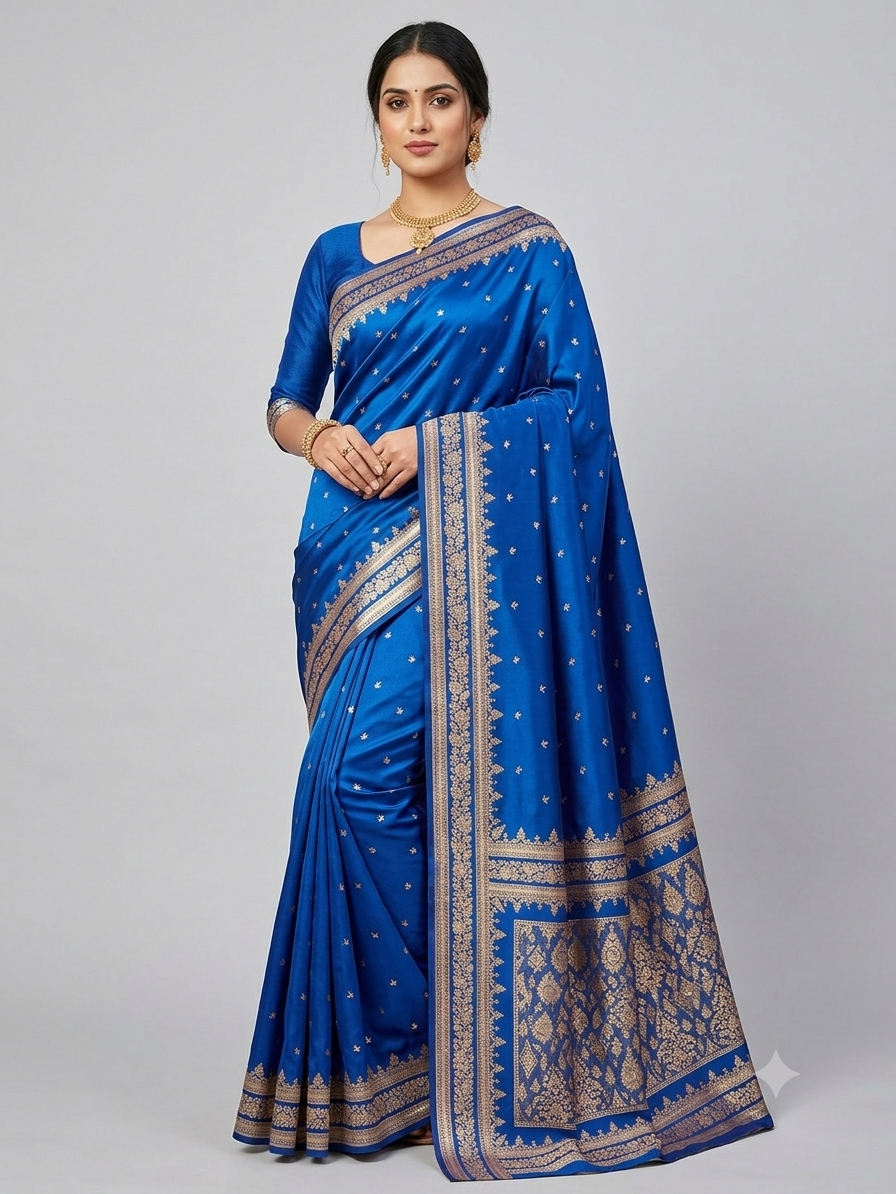 Mushroo Banarashi saree - Blue -Design 10