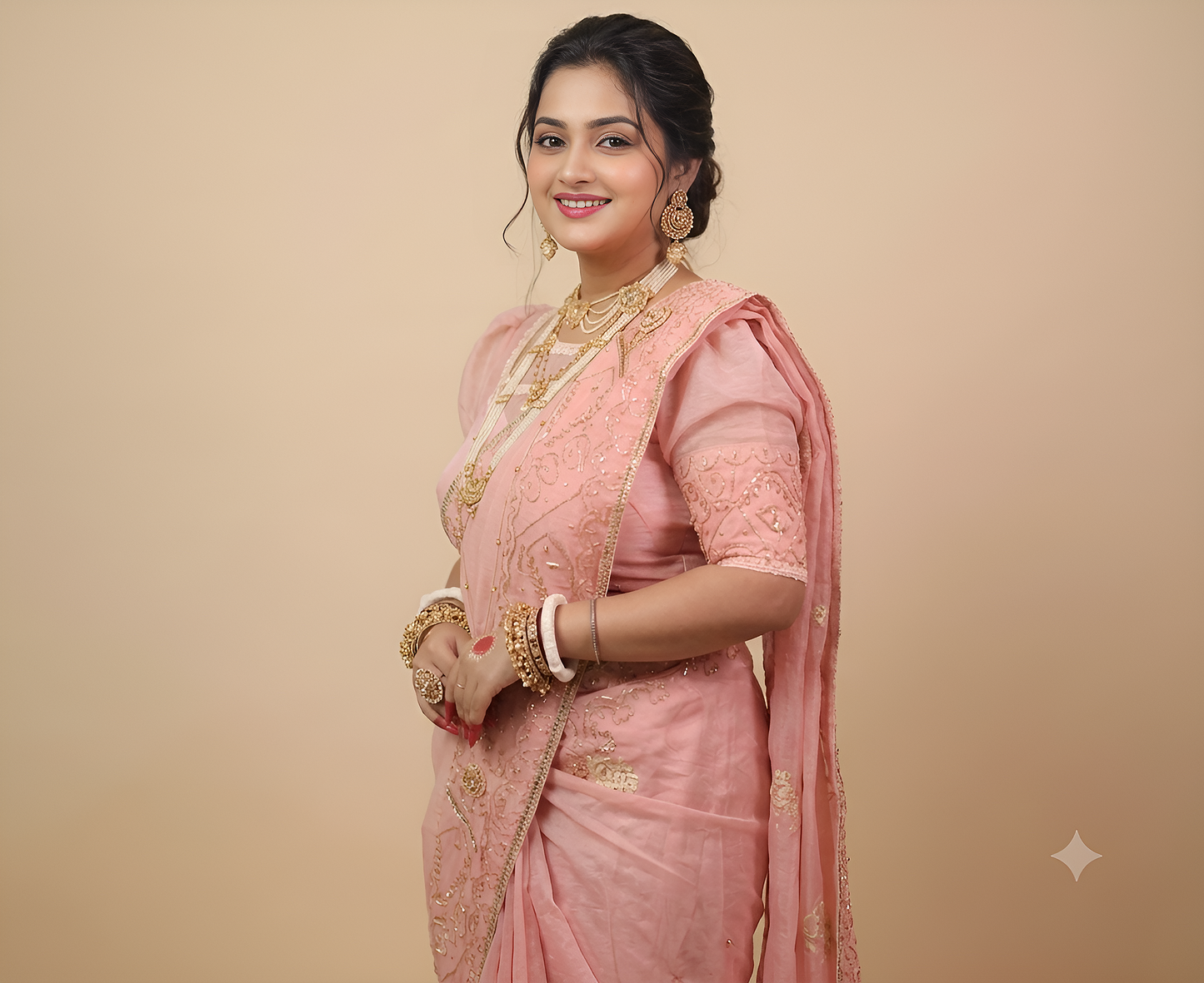 ✨ Premium Cutdana Jamdani Saree ✨-Baby Pink -Design 01