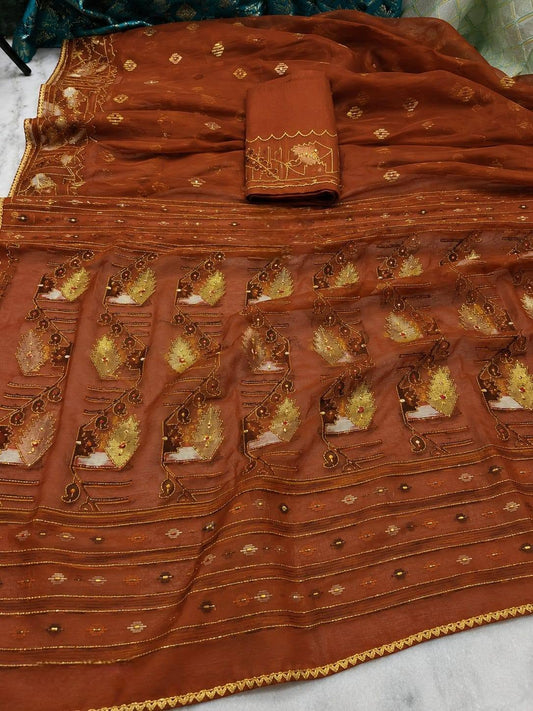 Premium Karchupi Jamdani Saree With Blouse Piece for Wedding and Festive Wear