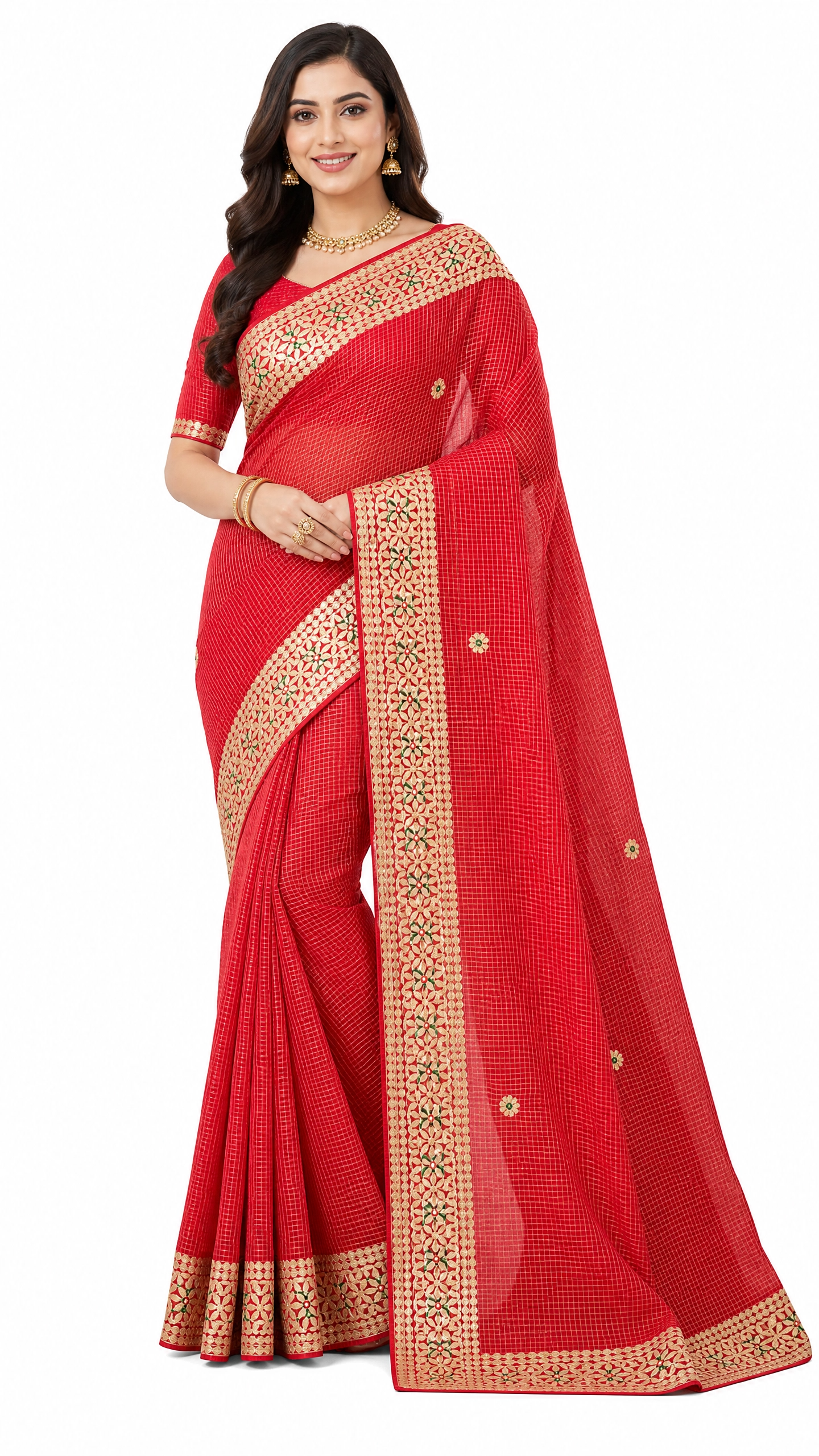 Premium Kota Silk Saree with Matching Blouse Piece – Tumpi's Collection