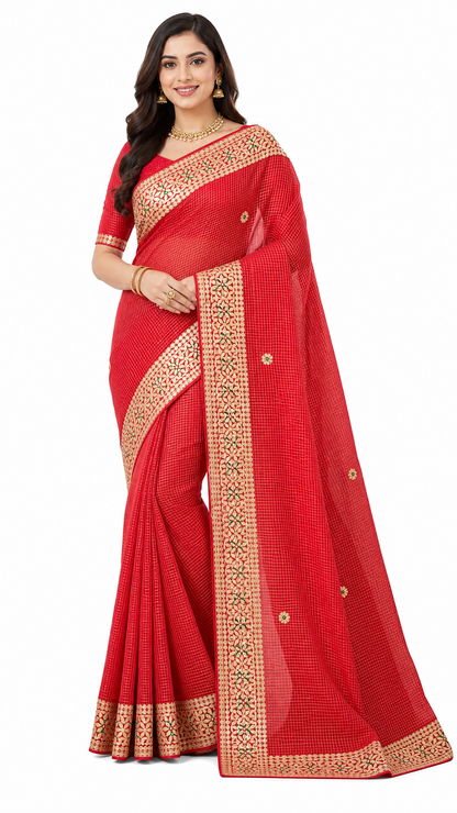 Premium Kota Silk Saree with Matching Blouse Piece – Tumpi's Collection